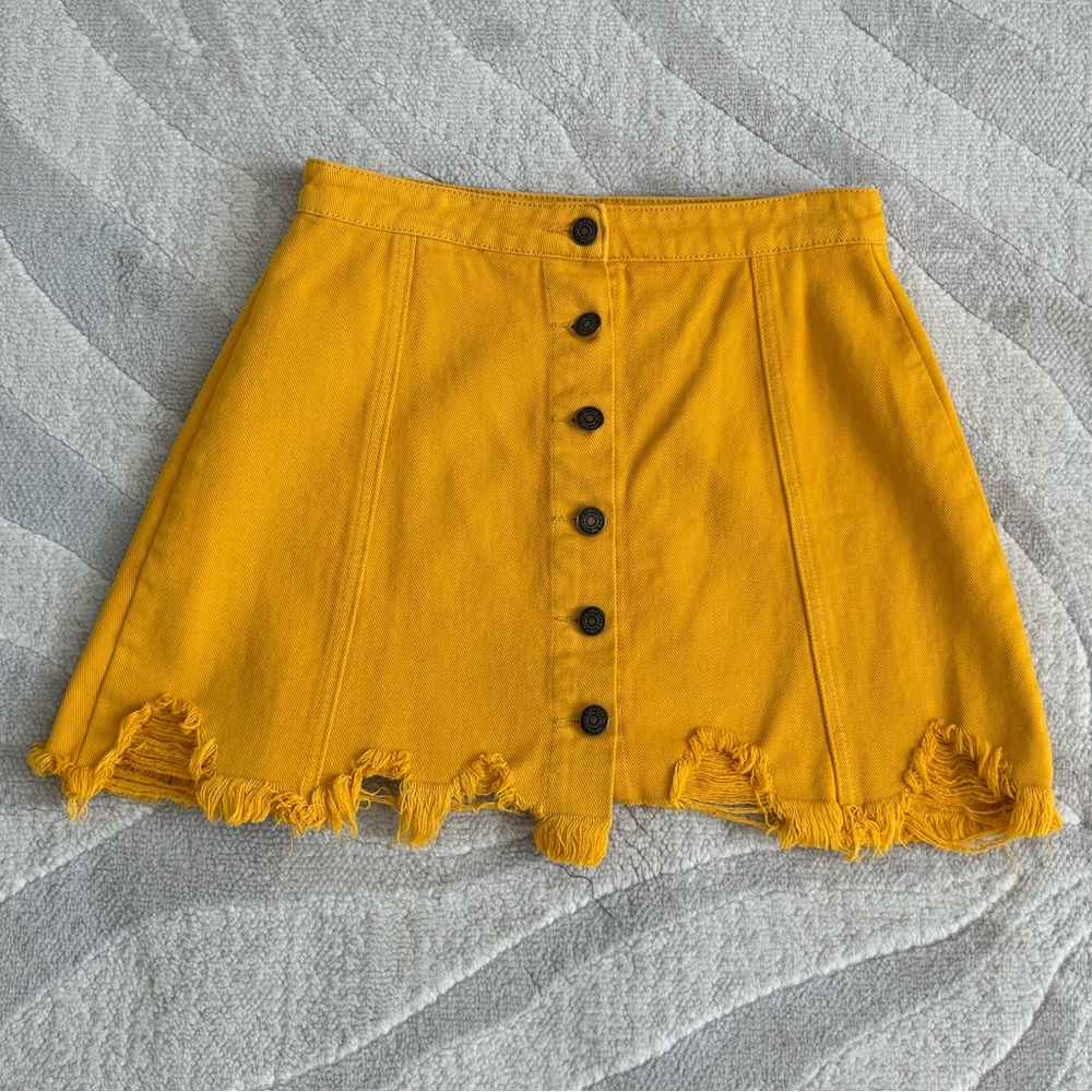 Gold Denim Skirt
